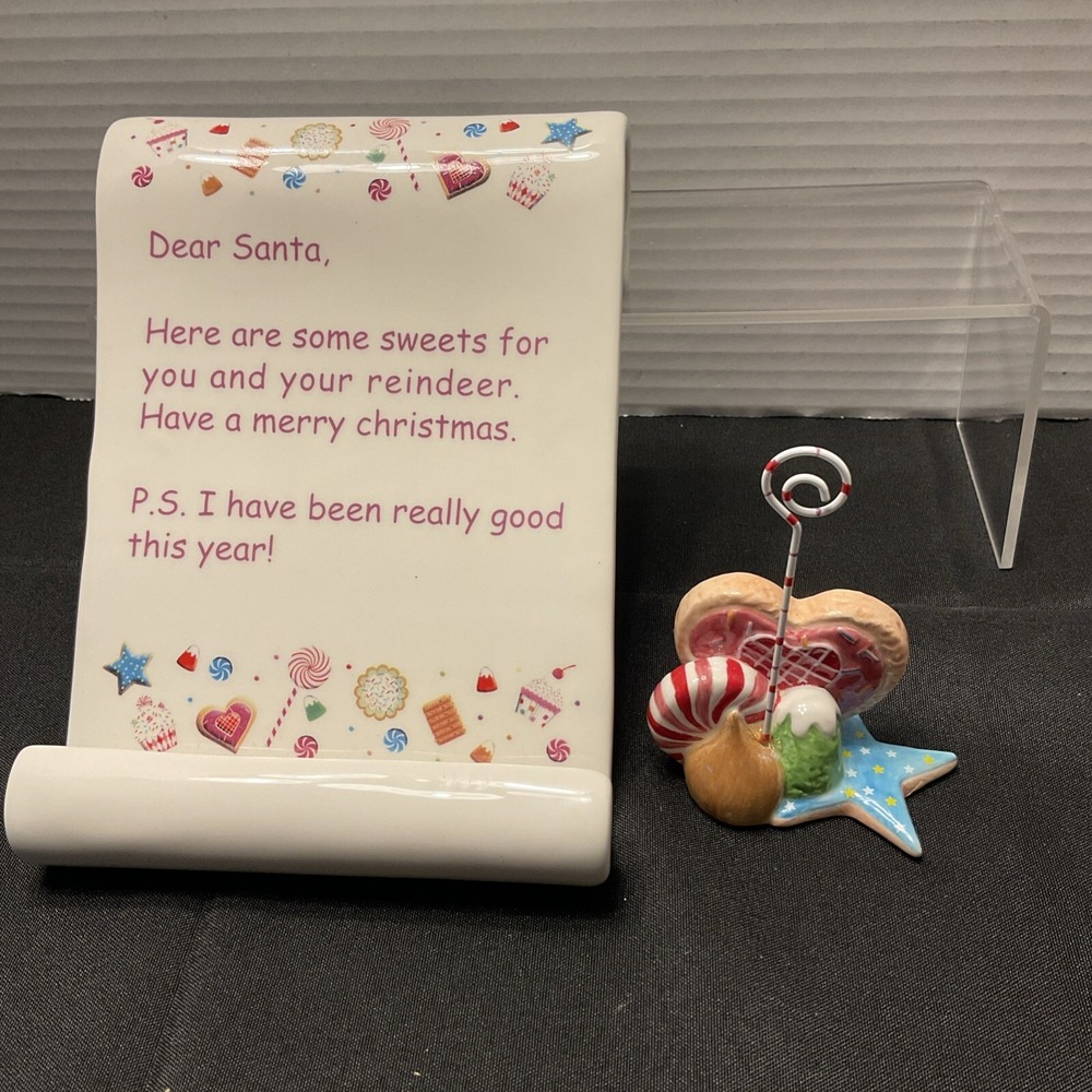 Dept 56 Glitterville Ceramic Dear Santa Letter Scroll, Cookie Recipe Card Holder